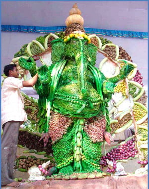 Shri Ganapati idol made from vegetables