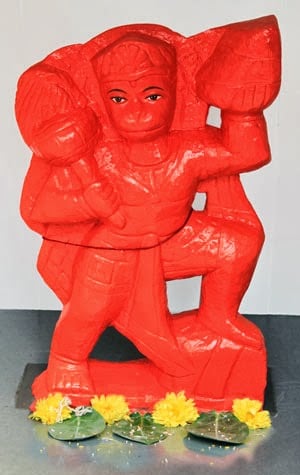 Hanuman : smeared with sindur (vermilion)