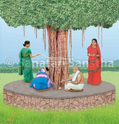 Method of worship on Vatpournima