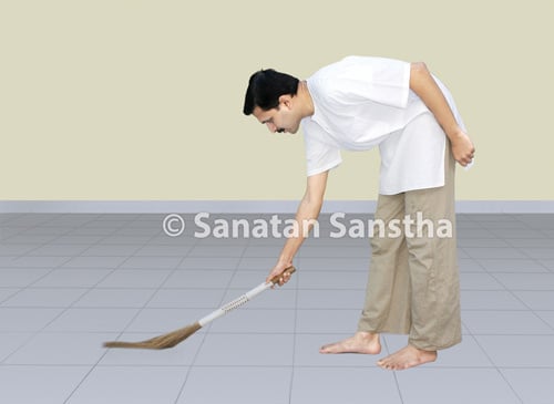 Sweeping with a broom