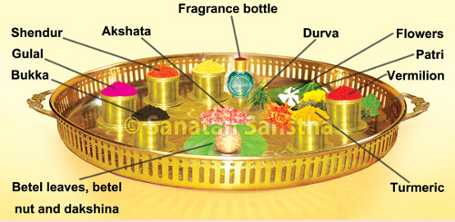 Arrangement of substances in a ritualistic platter