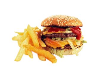 A Cheeseburger and French Fries